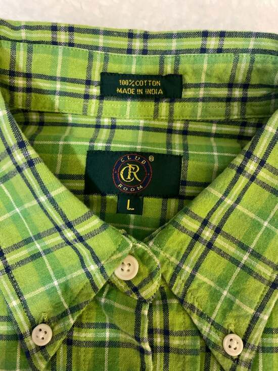 Club Room Men's Kiwi Plaid Long Sleeve Button Down Shirt Size Large - Picture 2 of 3
